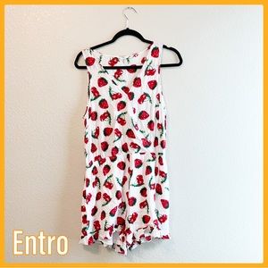 Entro - Strawberry and Cherry Print - Romper - Size Large